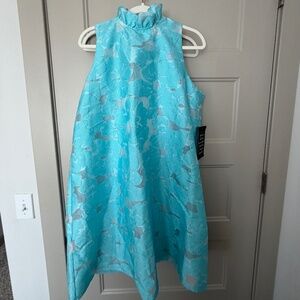 Cyan Fil Coupe Jacquard Blythe Dress | Tuckernuck